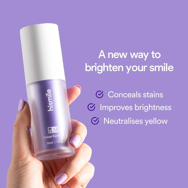 🦷✨ Hismile V34 💜 Teeth Brightening Serum – 30ml Get a whiter, brighter smile instantly with color-correcting magic!